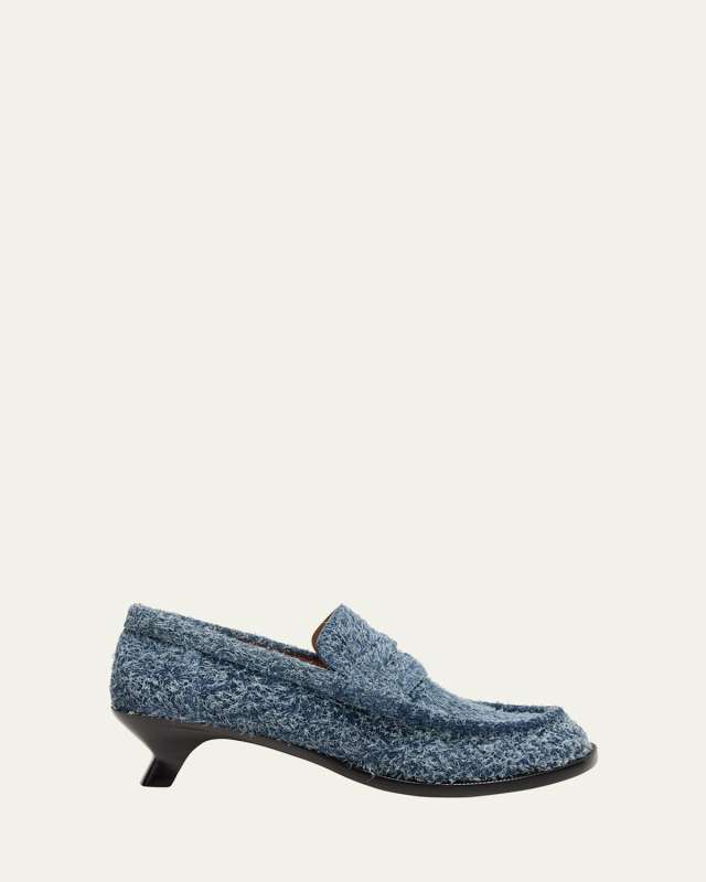 Terra Suede Kitten-Heel Penny Loafers